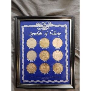 1976 Symbols Of Liberty Bronze‎ Coin Set Framed